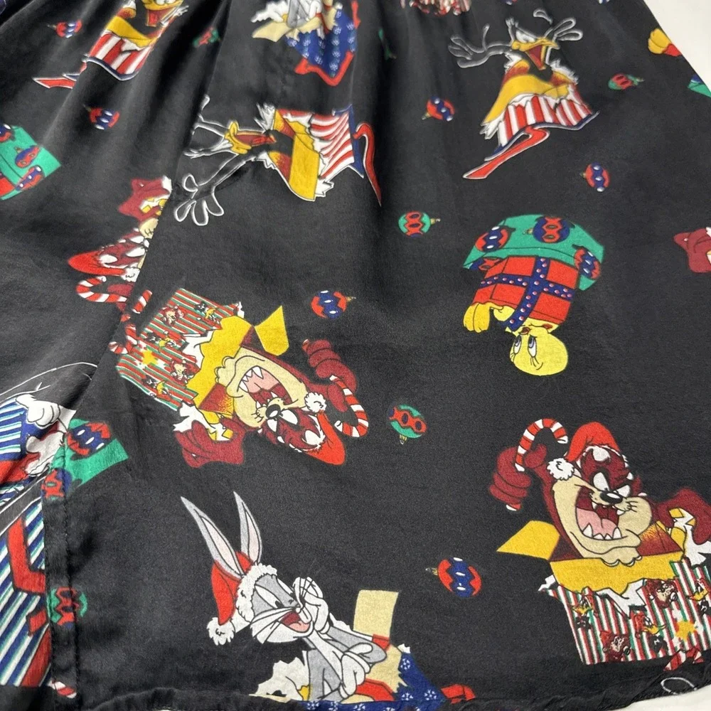 Vintage Looney Tunes Mania Mens Boxer Shorts Sz XL (40-42)‎ SILK Black
